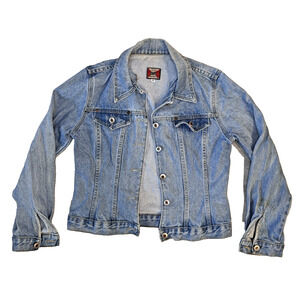Vintage Authentic Real Ellemenno Denim Jacket Button Pockets Light Wash Medium